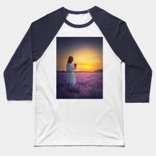 young woman in lavender field Baseball T-Shirt